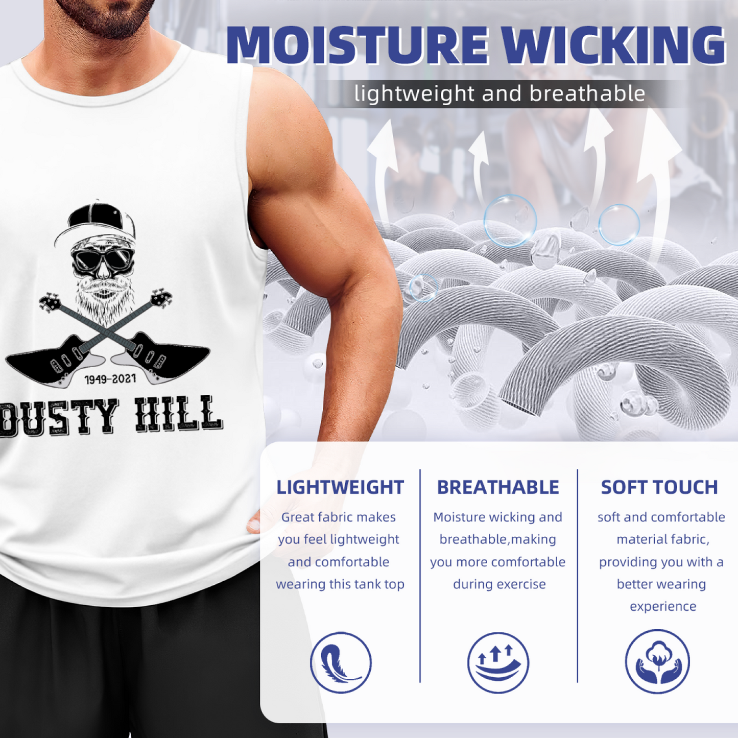 Dusty Hill Guitar Skull Memorial Rock Tank Top