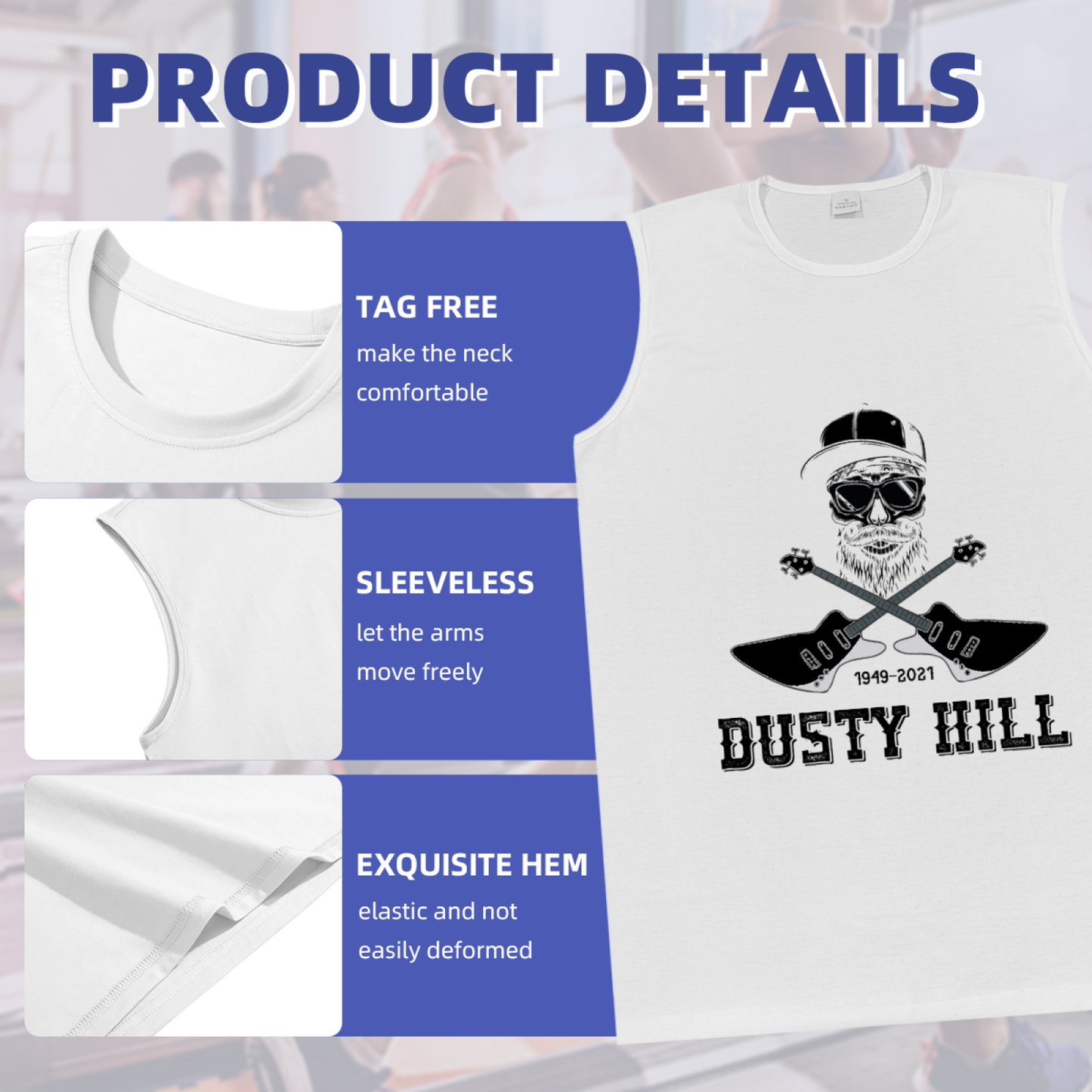 Dusty Hill Guitar Skull Memorial Rock Tank Top