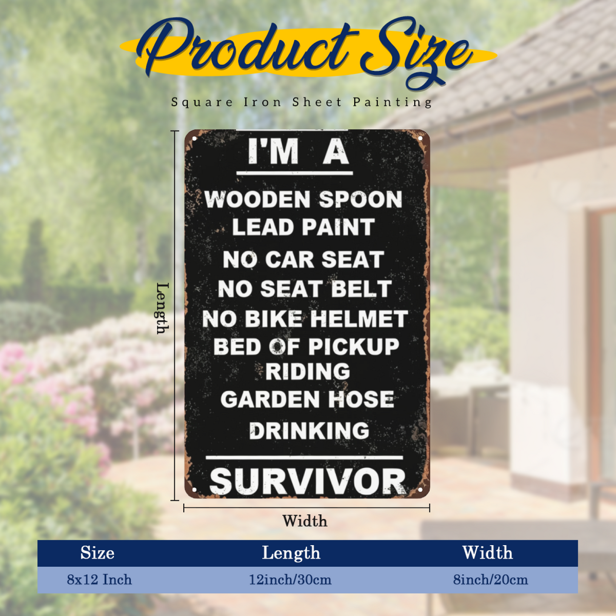 Funny Retro Childhood Survivor Distressed Metal Tin Sign Nostalgic Humor Wall Plaque
