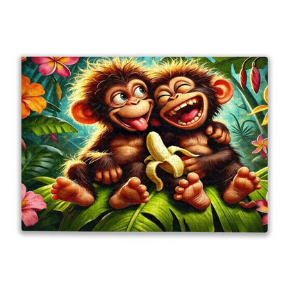 Two Playful Baby Chimps Tropical Jungle Banana Fun Puzzle