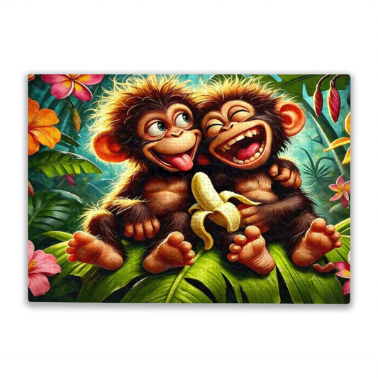 Two Playful Baby Chimps Tropical Jungle Banana Fun Puzzle