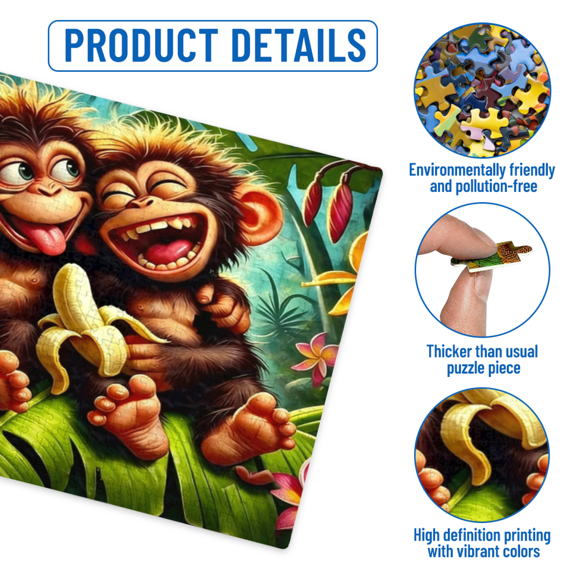 Two Playful Baby Chimps Tropical Jungle Banana Fun Puzzle