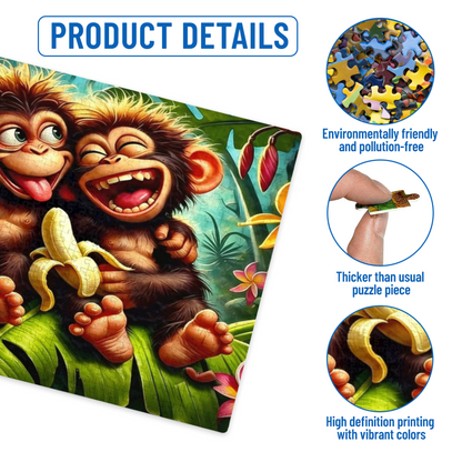 Two Playful Baby Chimps Tropical Jungle Banana Fun Puzzle