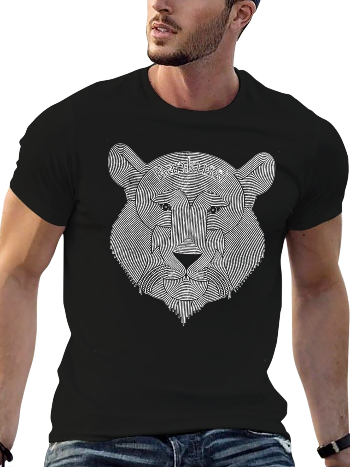 Bankussi Lion Graphic Print Black T-Shirt