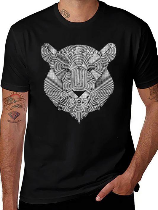 Bankussi Lion Graphic Print Black T-Shirt