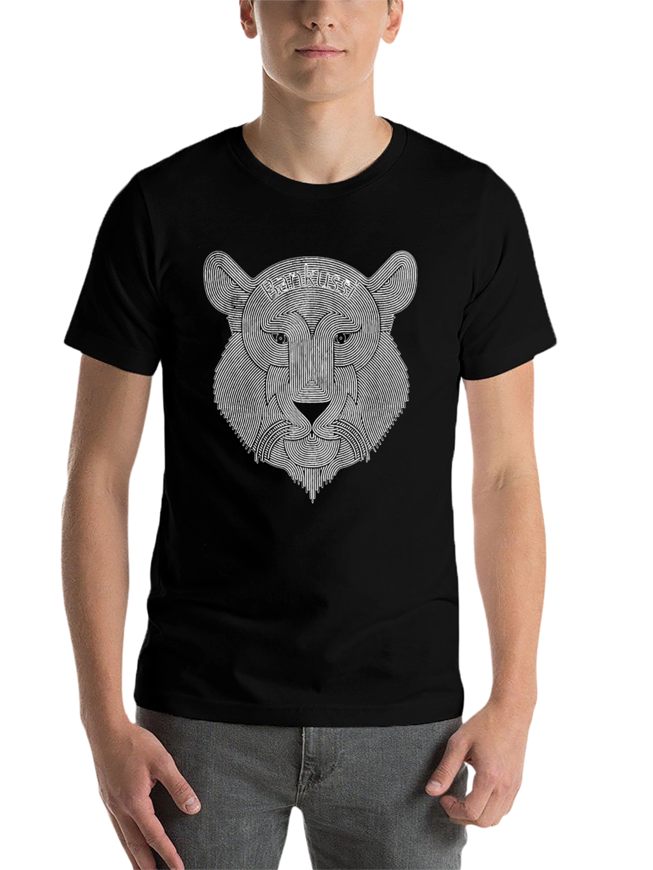 Bankussi Lion Graphic Print Black T-Shirt