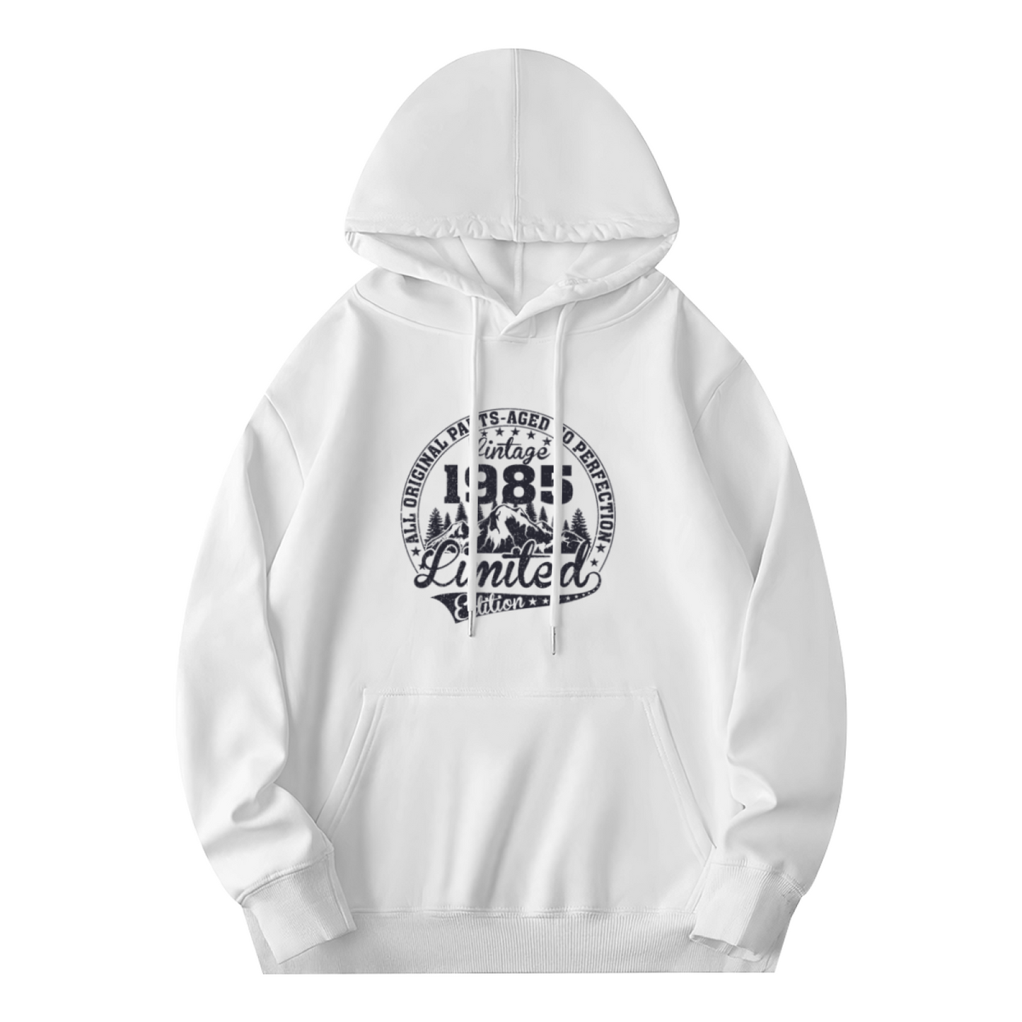 Vintage 1985 Limited Edition Cozy White Hoodie, Retro Comfort Top