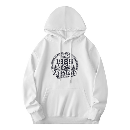 Vintage 1985 Limited Edition Cozy White Hoodie, Retro Comfort Top