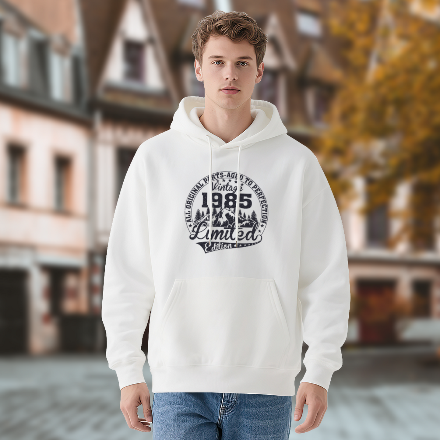 Vintage 1985 Limited Edition Cozy White Hoodie, Retro Comfort Top
