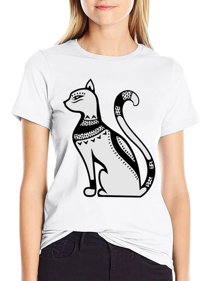 Egyptian Cat Art Graphic Tee - Black T-Shirt