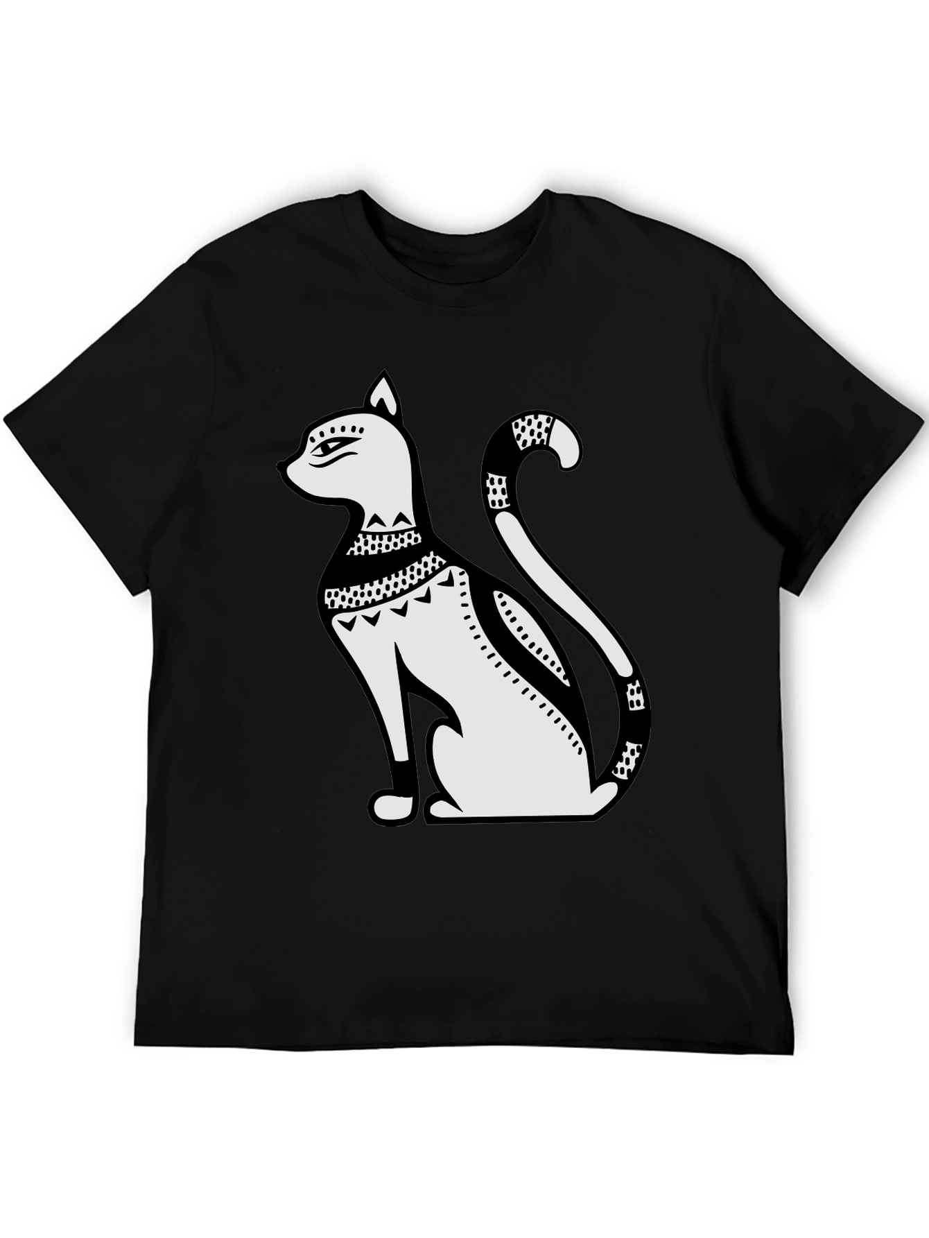 Egyptian Cat Art Graphic Tee - Black T-Shirt