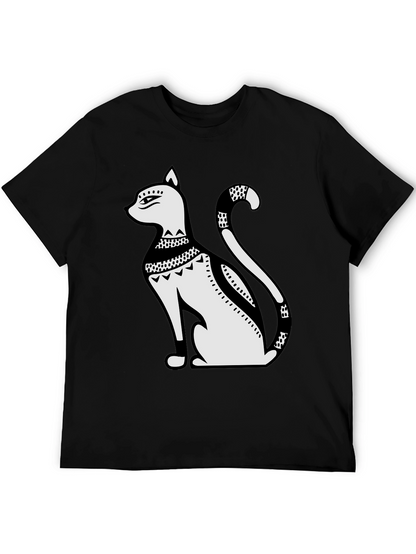 Egyptian Cat Art Graphic Tee - Black T-Shirt