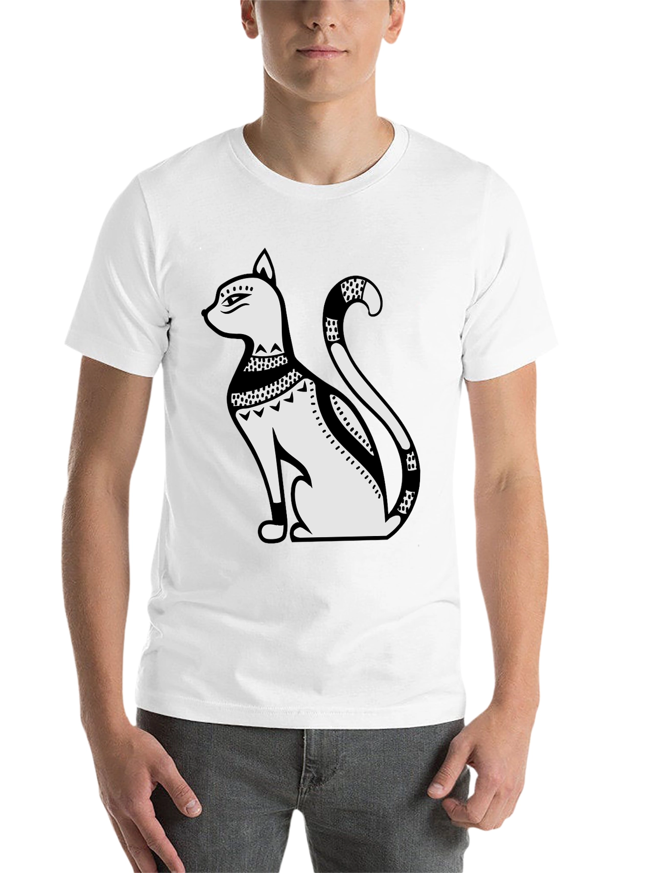 Egyptian Cat Art Graphic Tee - Black T-Shirt