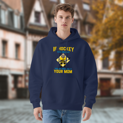 If Hockey Was This Easy Funny Hockey Cartoon Navy Hoodie, Sport Fan Soft Outfit