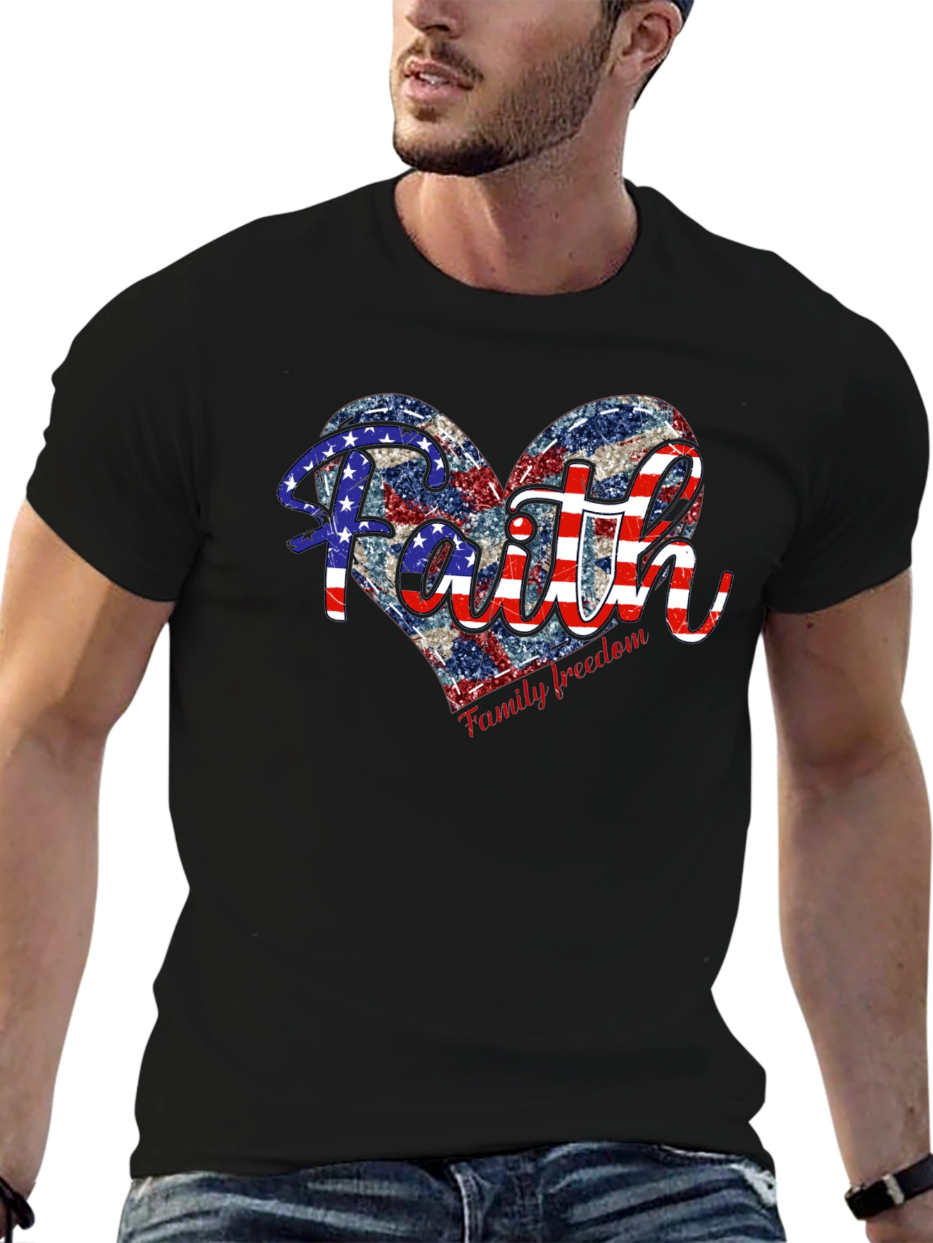 Faith Family Freedom Patriotic Heart T-Shirt