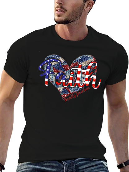 Faith Family Freedom Patriotic Heart T-Shirt
