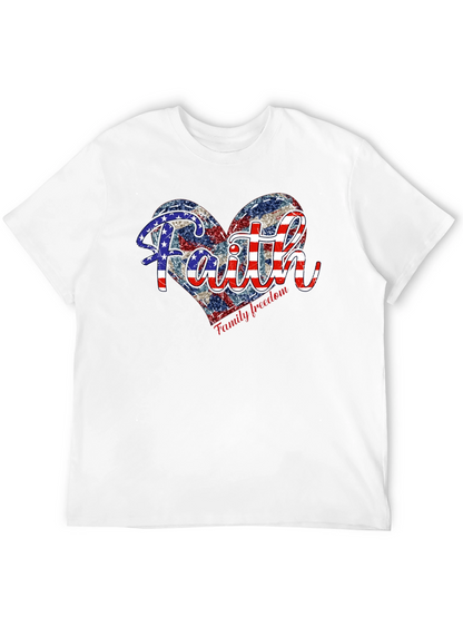 Faith Family Freedom Patriotic Heart T-Shirt