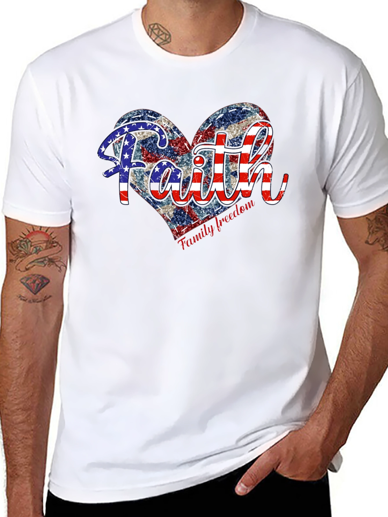 Faith Family Freedom Patriotic Heart T-Shirt