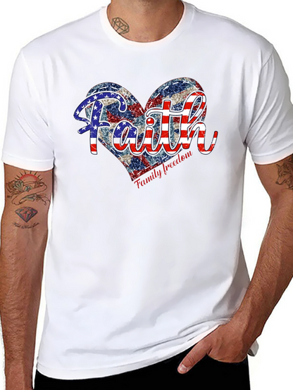 Faith Family Freedom Patriotic Heart T-Shirt