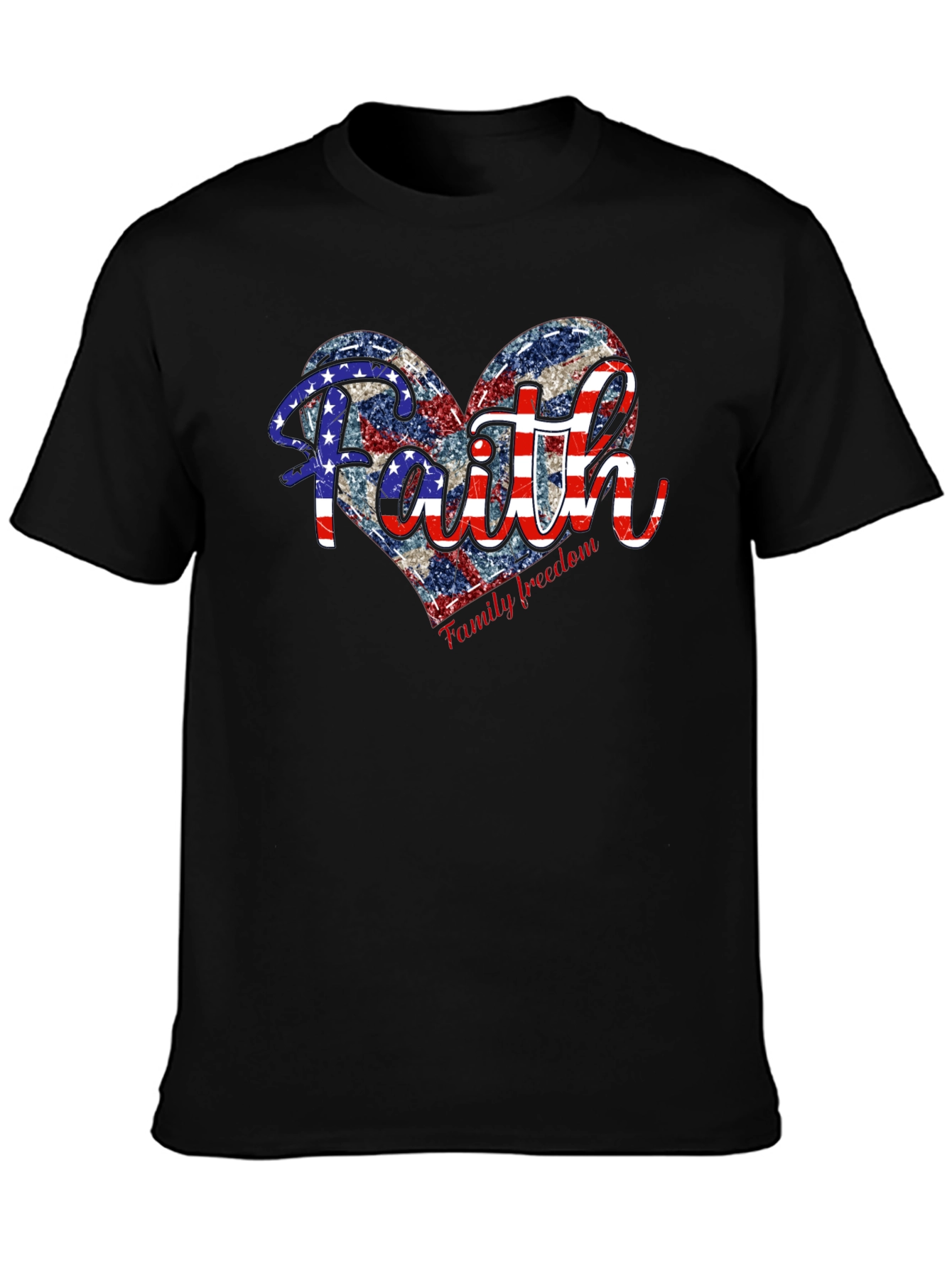 Faith Family Freedom Patriotic Heart T-Shirt