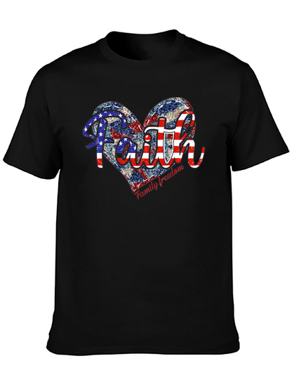 Faith Family Freedom Patriotic Heart T-Shirt