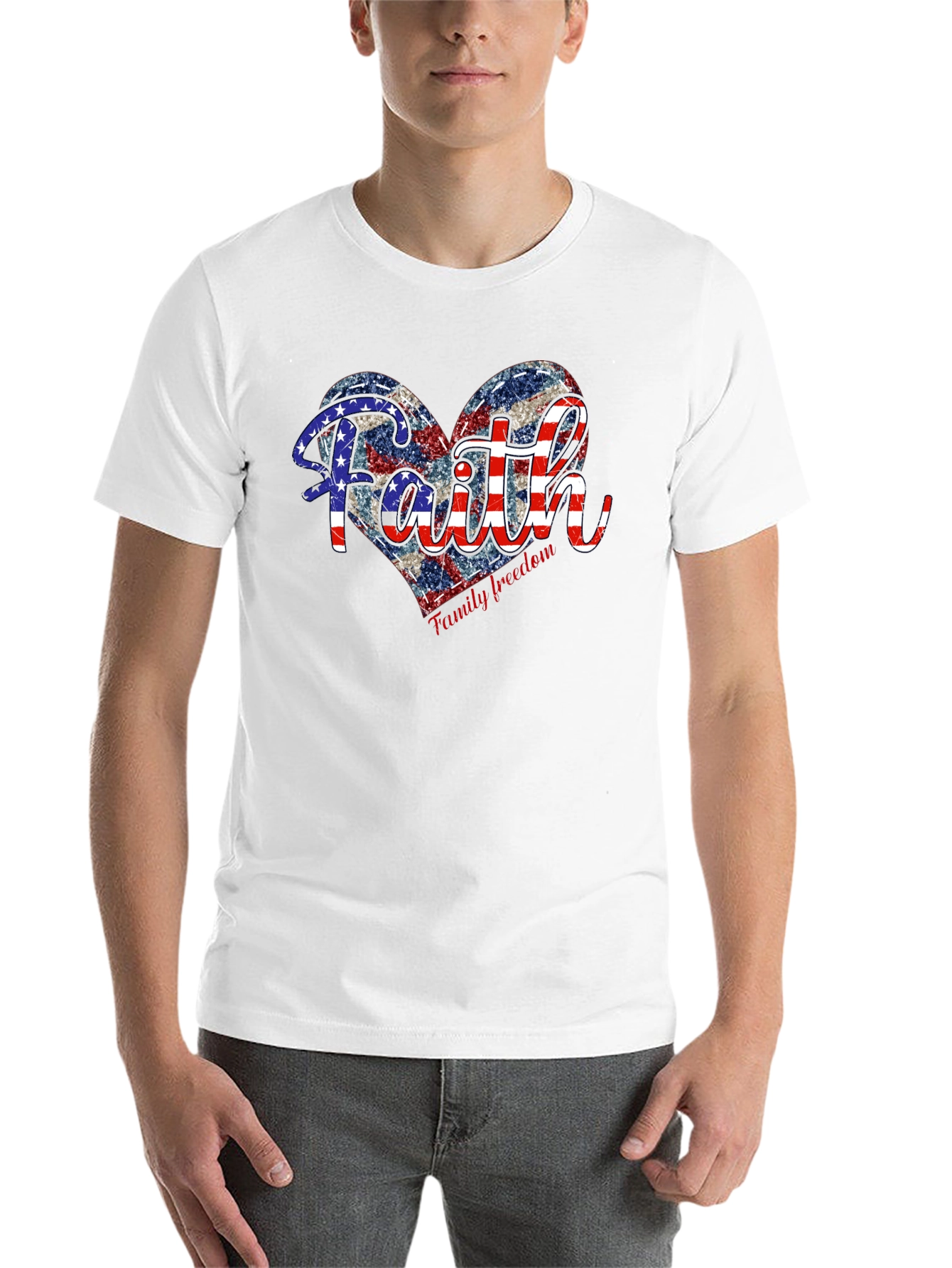 Faith Family Freedom Patriotic Heart T-Shirt