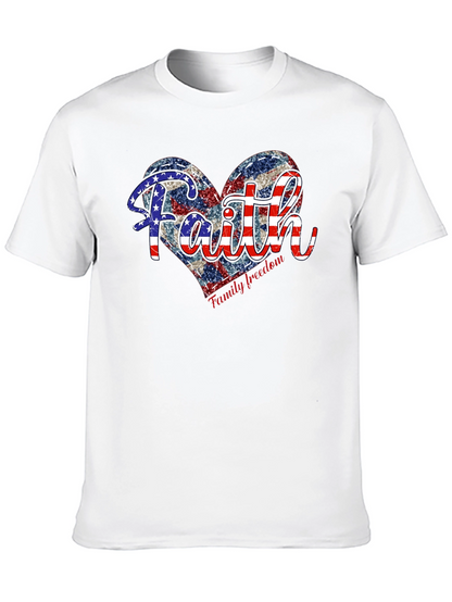 Faith Family Freedom Patriotic Heart T-Shirt