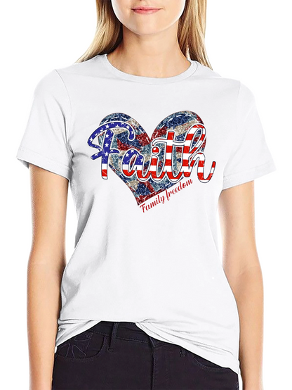 Faith Family Freedom Patriotic Heart T-Shirt