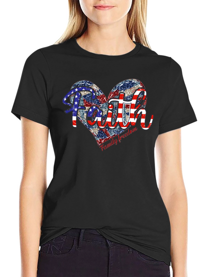 Faith Family Freedom Patriotic Heart T-Shirt