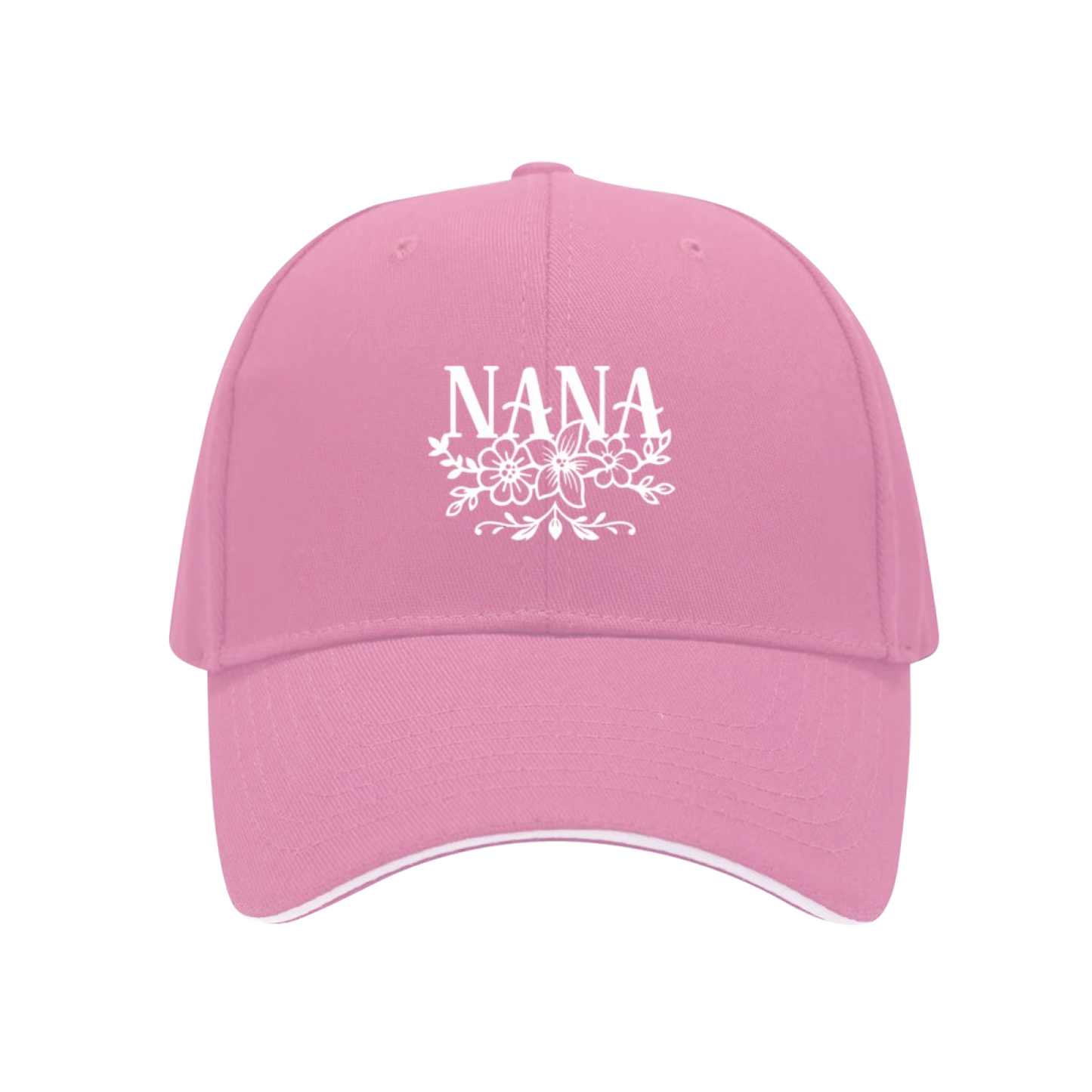 Floral NANA Soft Pink Sandwich Baseball Cap ¨C Grandma Gift Casual Sun Hat
