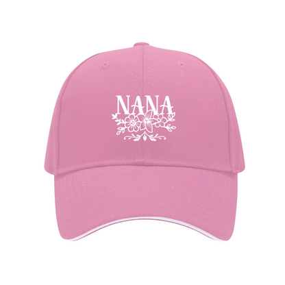Floral NANA Soft Pink Sandwich Baseball Cap ¨C Grandma Gift Casual Sun Hat