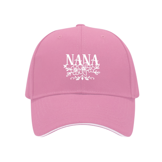 Floral NANA Soft Pink Sandwich Baseball Cap ¨C Grandma Gift Casual Sun Hat