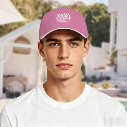 Floral NANA Soft Pink Sandwich Baseball Cap ¨C Grandma Gift Casual Sun Hat