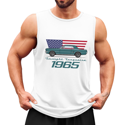 1965 Twilight Turquoise Mustang Retro US Flag Car Tank