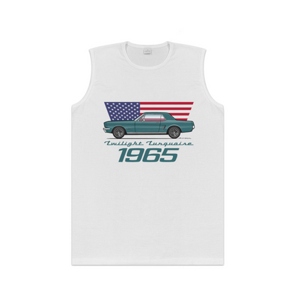 1965 Twilight Turquoise Mustang Retro US Flag Car Tank