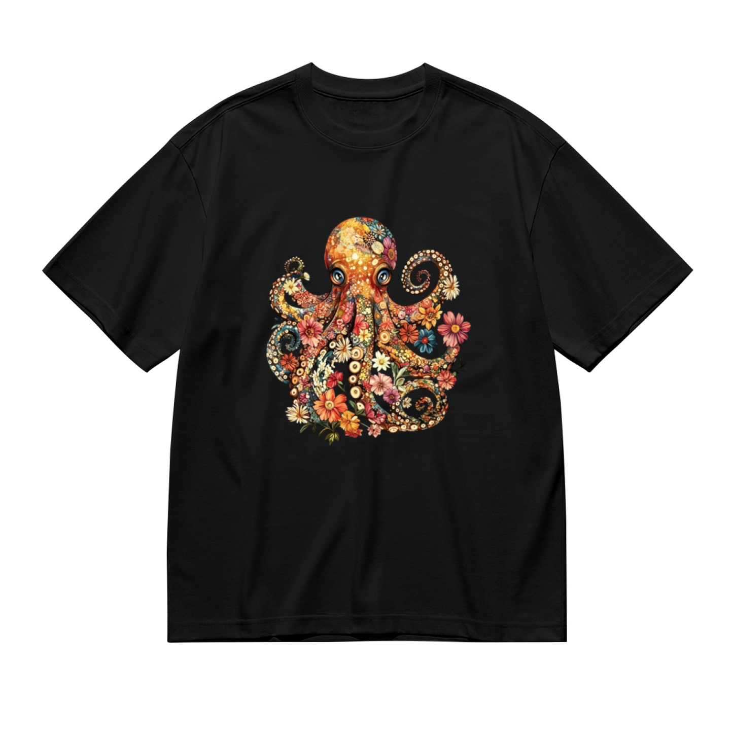 Boho Floral Octopus Vintage Art Plus Size Women Graphic Tee