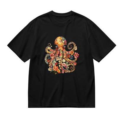 Boho Floral Octopus Vintage Art Plus Size Women Graphic Tee
