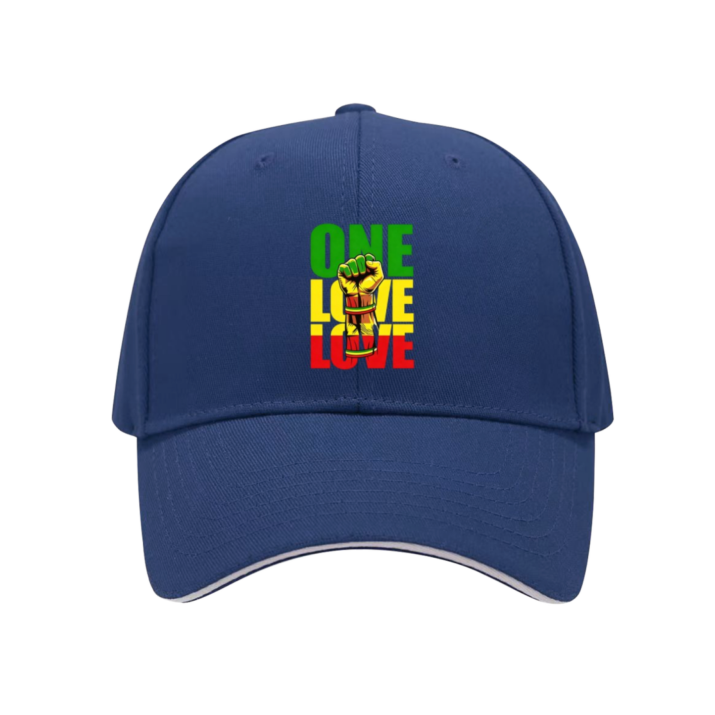 Reggae One Love Fist Graphic Multi-Color Sandwich Brim Culture Cap