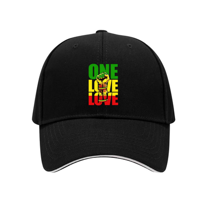 Reggae One Love Fist Graphic Multi-Color Sandwich Brim Culture Cap