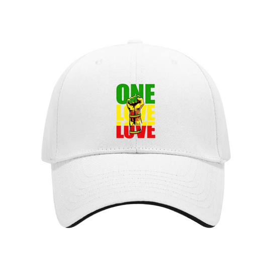 Reggae One Love Fist Graphic Multi-Color Sandwich Brim Culture Cap