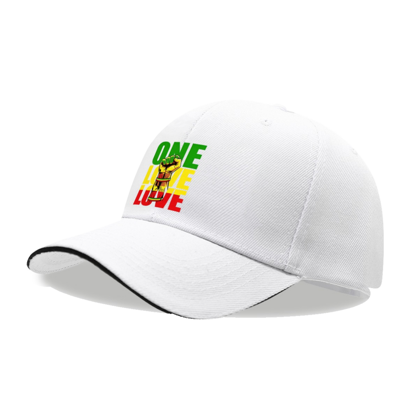Reggae One Love Fist Graphic Multi-Color Sandwich Brim Culture Cap