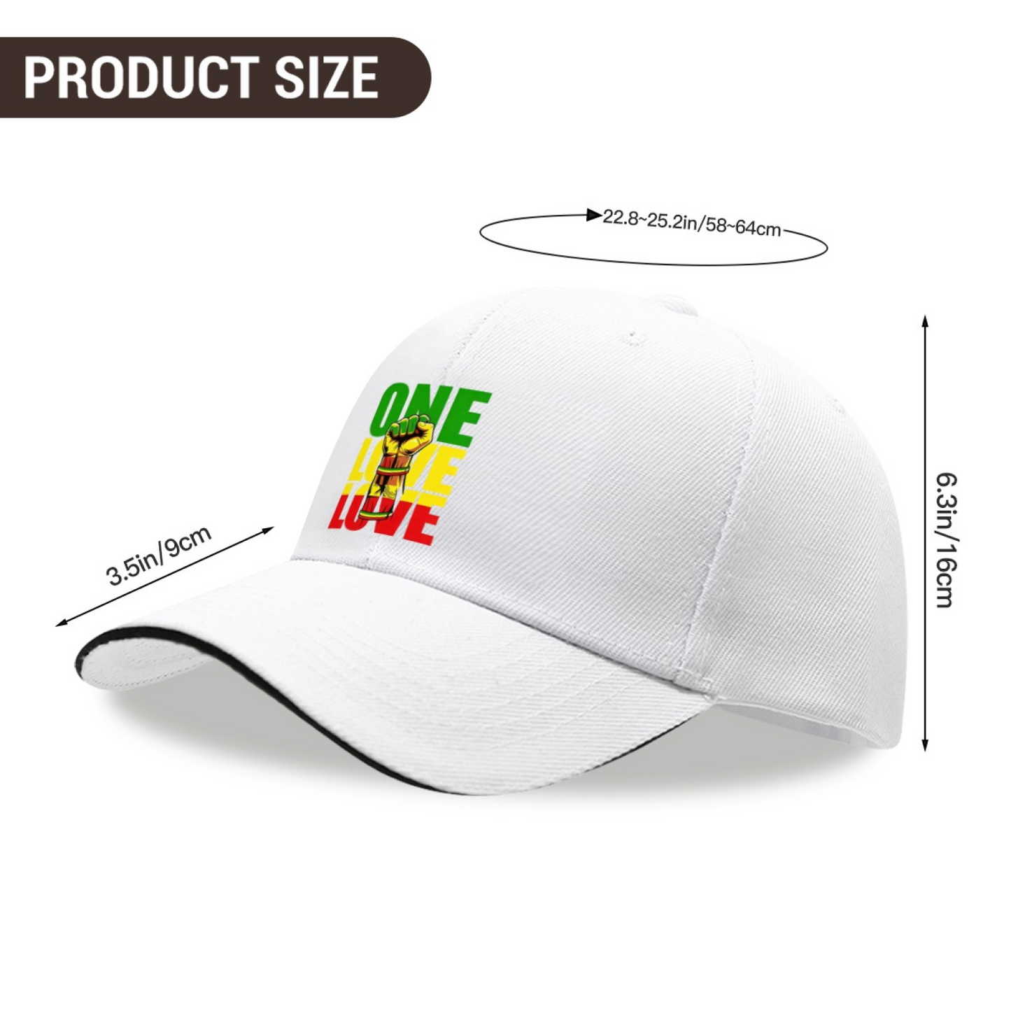 Reggae One Love Fist Graphic Multi-Color Sandwich Brim Culture Cap