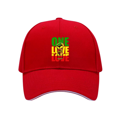Reggae One Love Fist Graphic Multi-Color Sandwich Brim Culture Cap