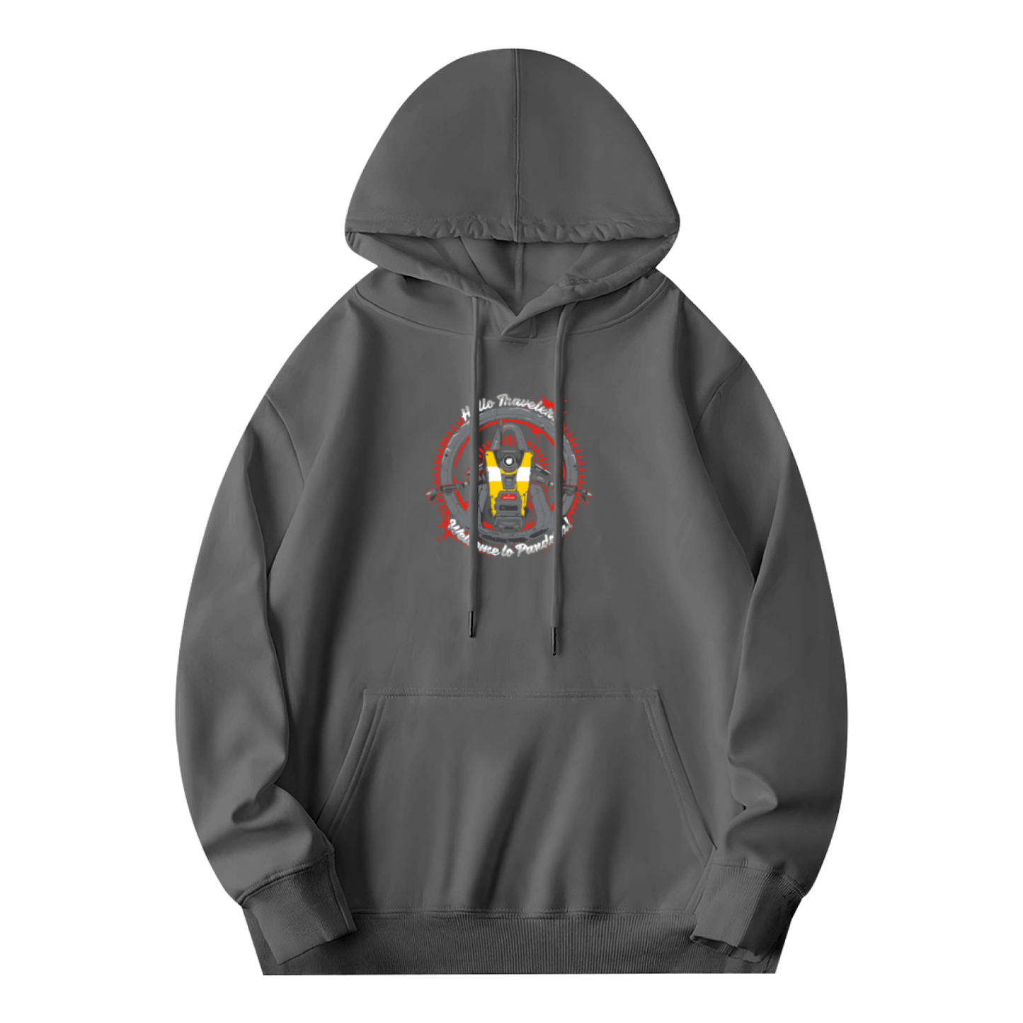 Halo Master Chief Game Circle Graphic Dark Gray Hoodie, Relaxed Fit Men Sweatshirt