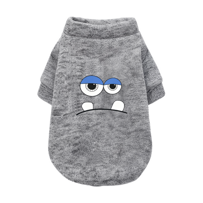 Funny Big Eyed Monster Heather Gray Dog Cardigan Sweater