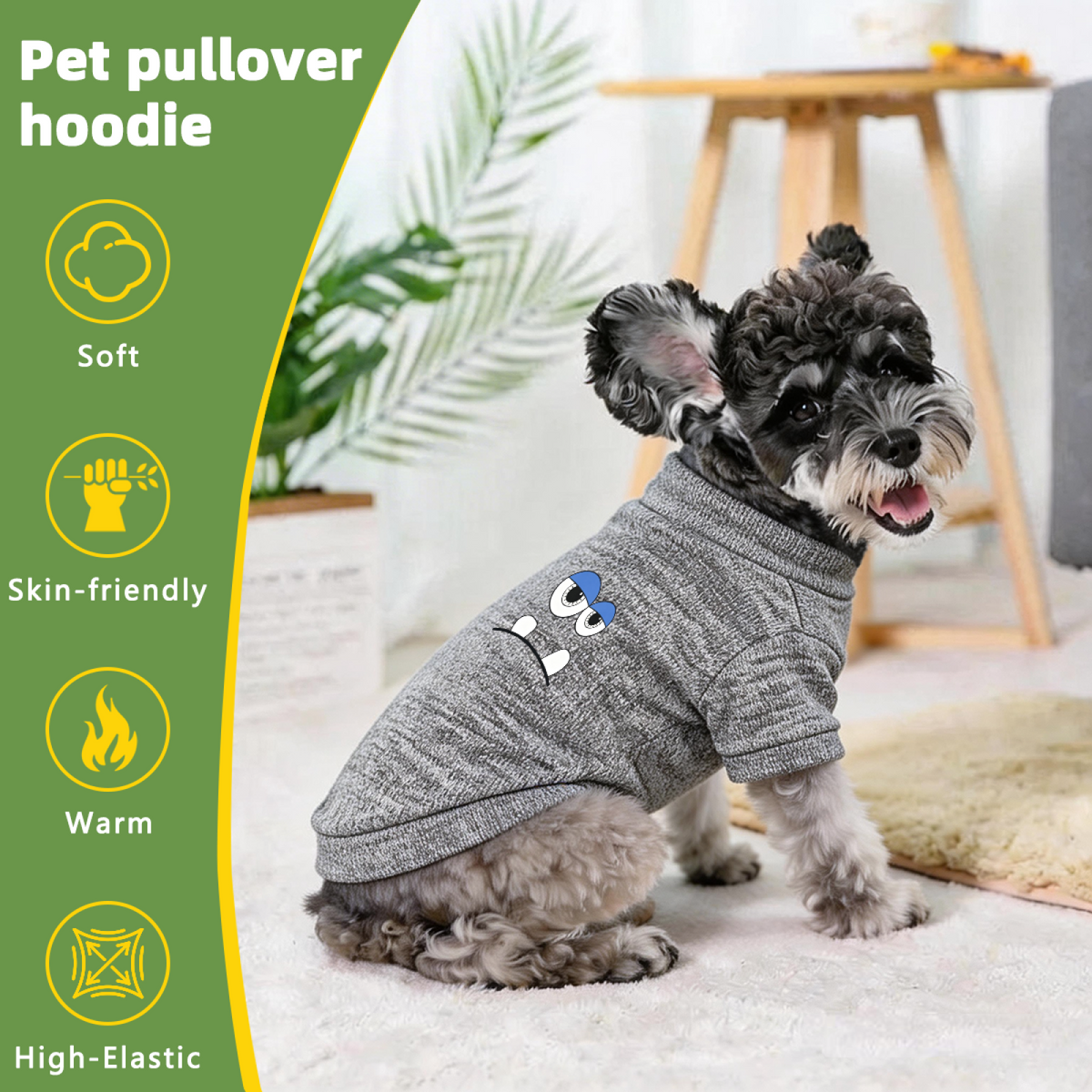 Funny Big Eyed Monster Heather Gray Dog Cardigan Sweater