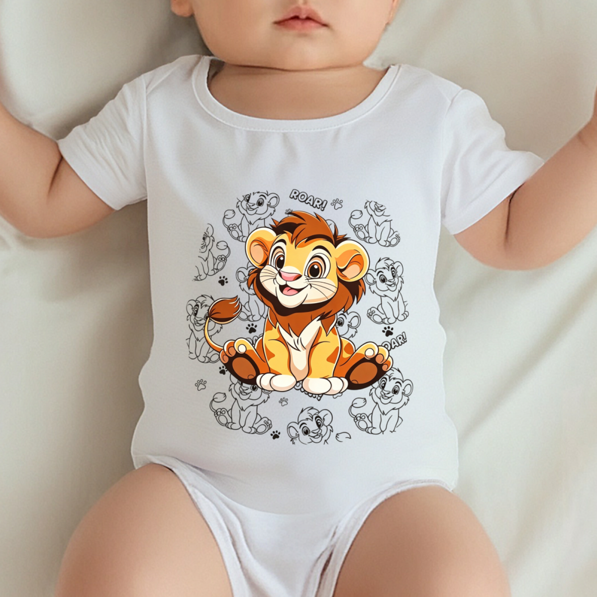 Cute Little Lion Roar Cartoon Baby Romper