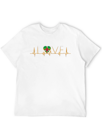 I Love Dominica T-Shirt Dominica Flag Heartbeat Tee