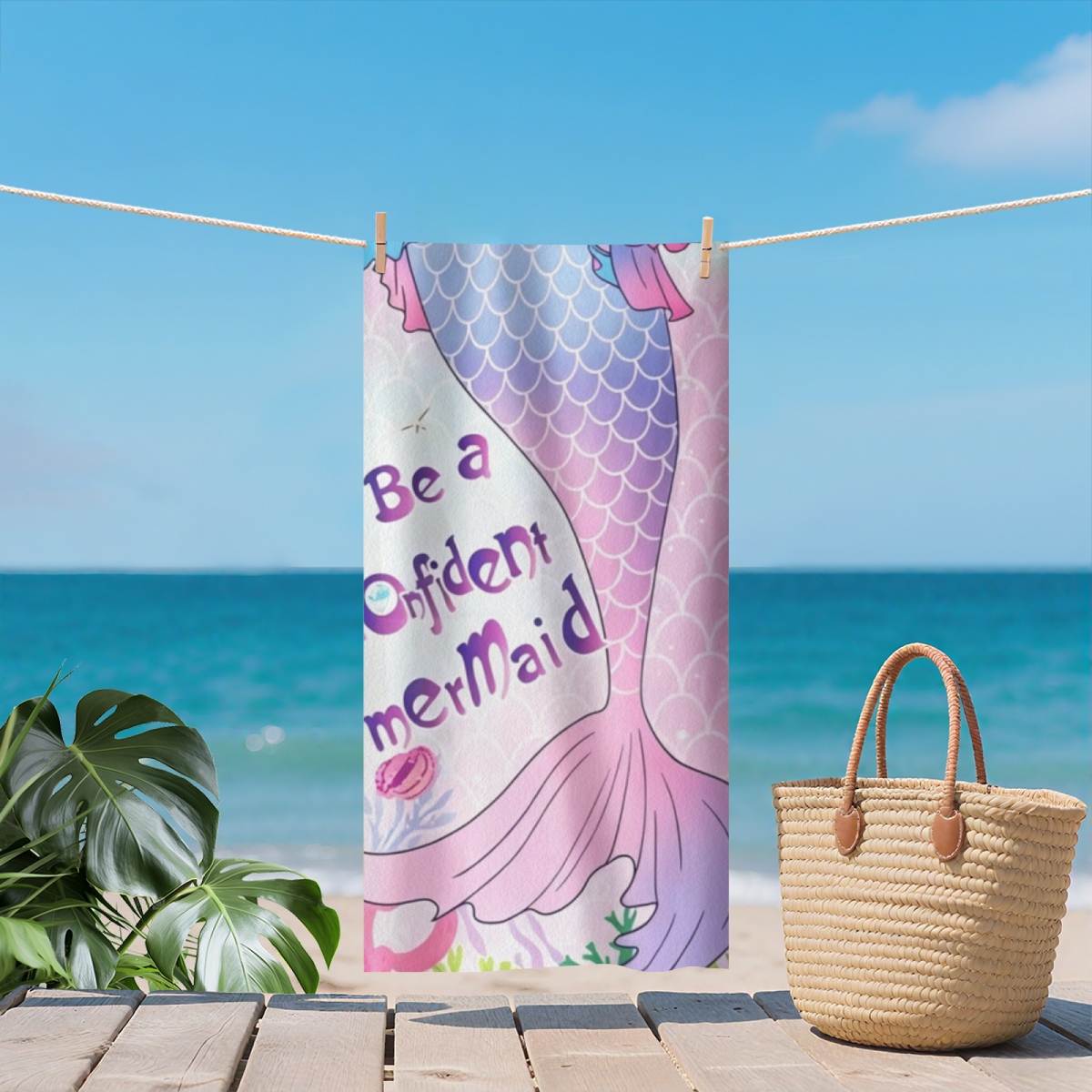Elegant Mermaid Tail Beach Towel, Super Soft, Breathable, Comfortable and Highly Absorbent for Swimming & Beach