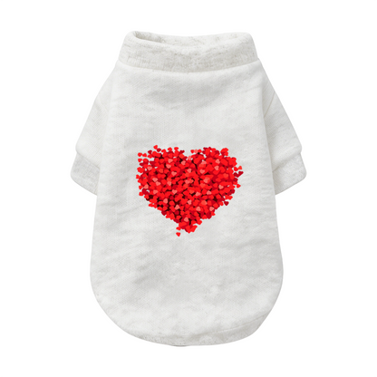 Glitter Red Heart Sweet White Dog Sweater